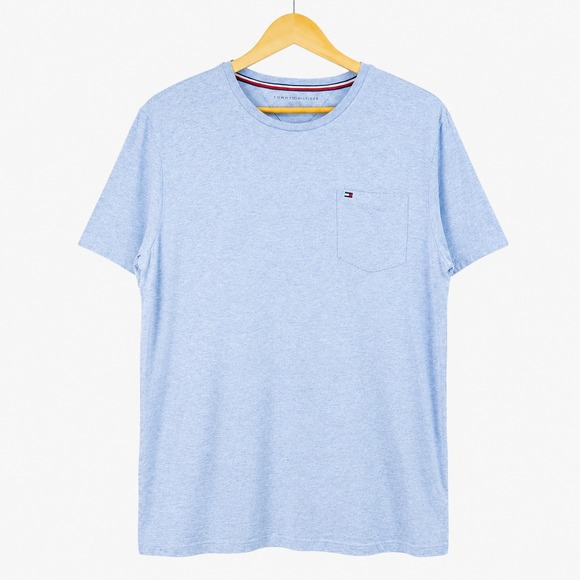 Tommy Hilfiger Other - Tommy Hilfiger Mens Light Blue Heathered Short Sleeve Pocket T-Shirt Logo L